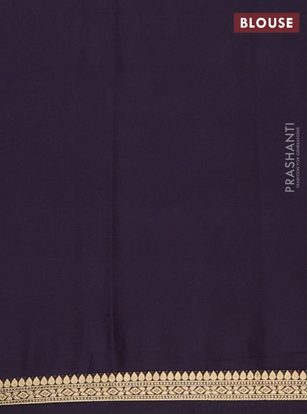 Semi mysore silk saree deep jamun with plain body and small zari woven border
