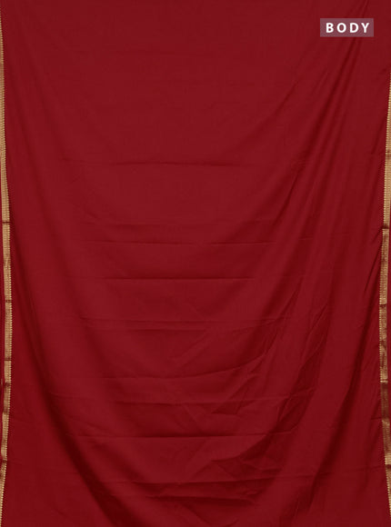 Semi mysore silk saree red with plain body and small zari woven border