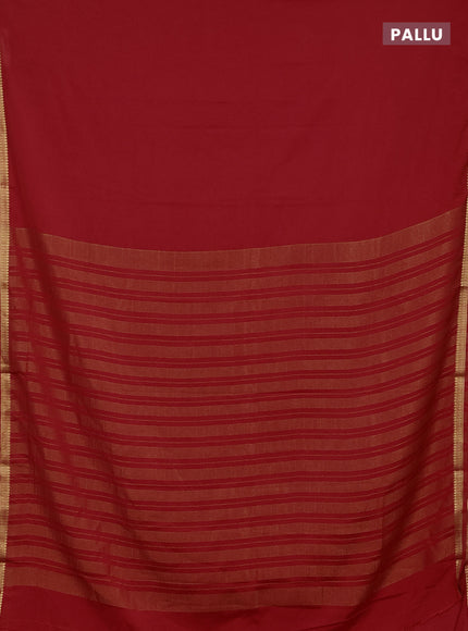 Semi mysore silk saree red with plain body and small zari woven border