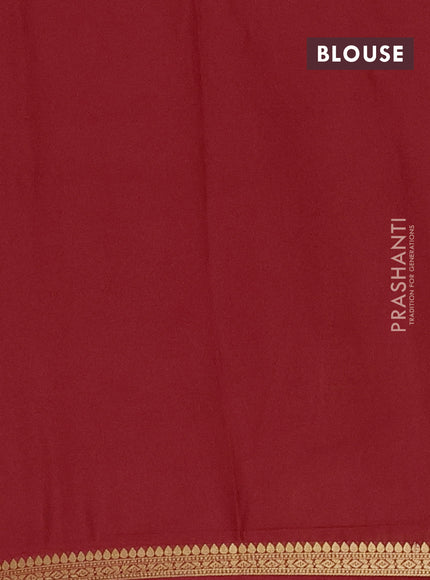 Semi mysore silk saree red with plain body and small zari woven border