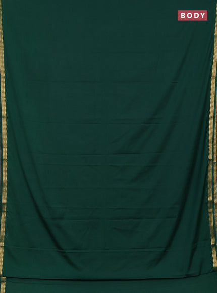 Semi mysore silk saree green with plain body and small zari woven border