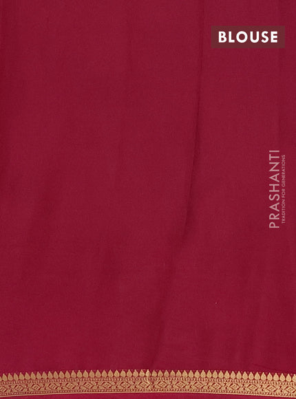 Semi mysore silk saree wine shade with plain body and small zari woven border