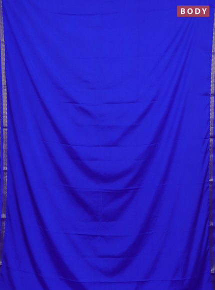 Semi mysore silk saree royal blue with plain body and small zari woven border