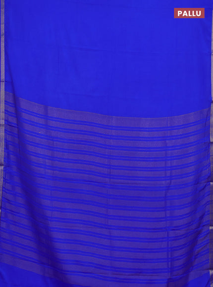 Semi mysore silk saree royal blue with plain body and small zari woven border