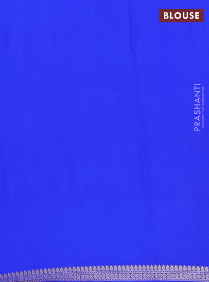 Semi mysore silk saree royal blue with plain body and small zari woven border