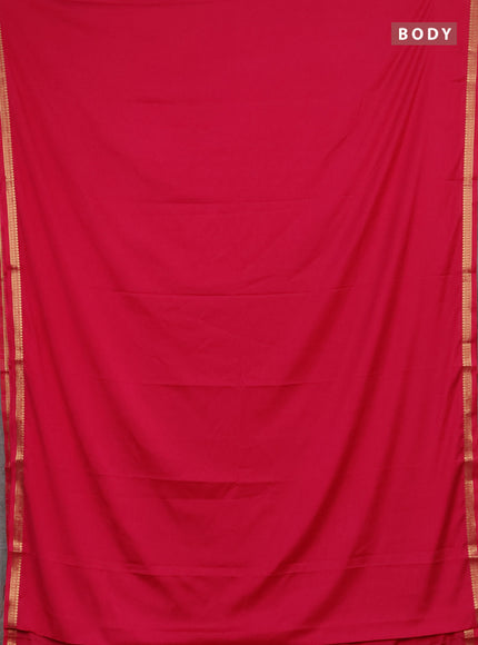 Semi mysore silk saree pink with plain body and small zari woven border