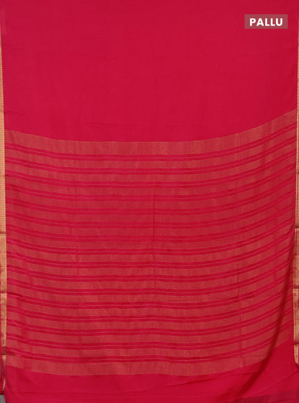Semi mysore silk saree pink with plain body and small zari woven border
