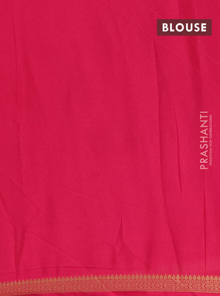 Semi mysore silk saree pink with plain body and small zari woven border
