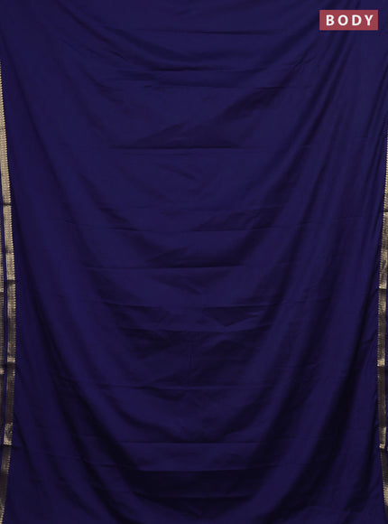 Semi mysore silk saree navy blue with plain body and small zari woven border