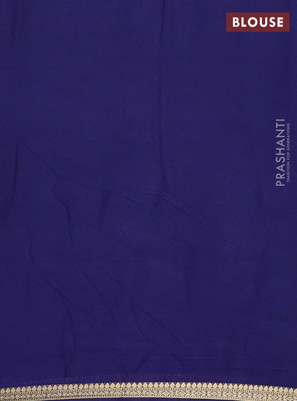 Semi mysore silk saree navy blue with plain body and small zari woven border