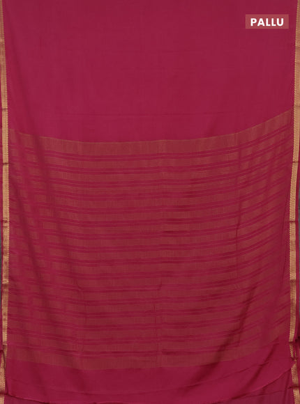 Semi mysore silk saree mauve pink with plain body and small zari woven border