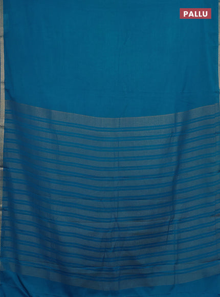 Semi mysore silk saree cs blue with plain body and small zari woven border