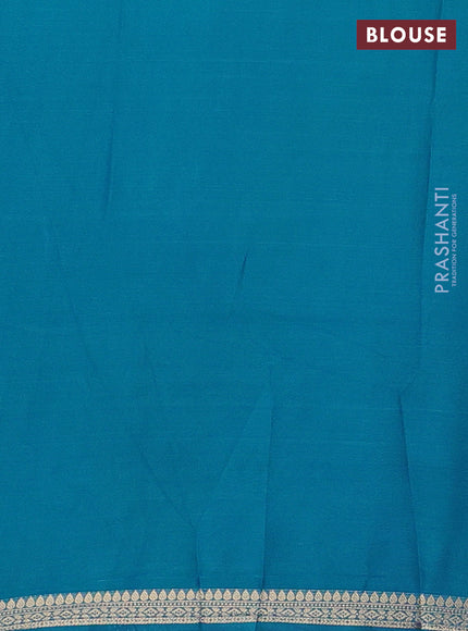 Semi mysore silk saree cs blue with plain body and small zari woven border