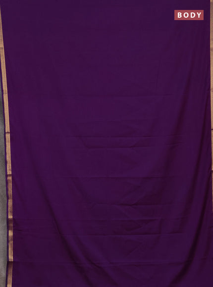 Semi mysore silk saree purple with plain body and small zari woven border