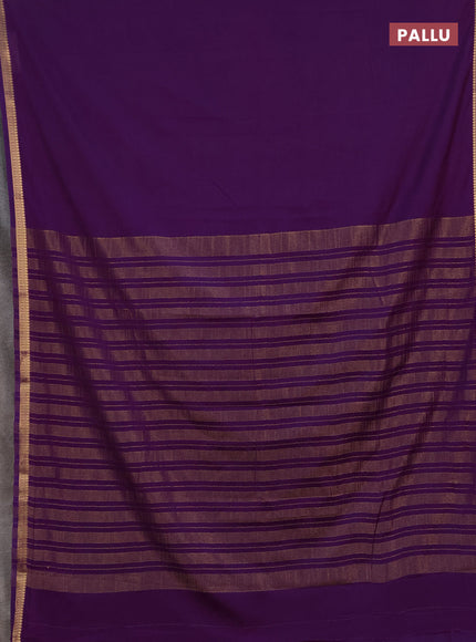 Semi mysore silk saree purple with plain body and small zari woven border