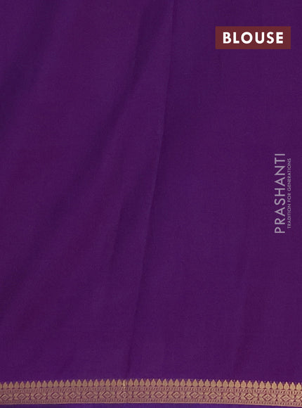 Semi mysore silk saree purple with plain body and small zari woven border