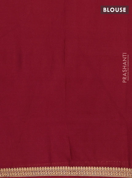 Semi mysore silk saree maroon with plain body and small zari woven border