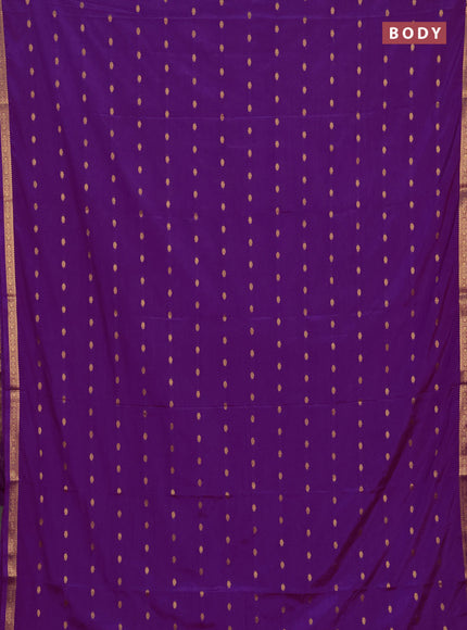 Semi mysore silk saree purple with allover zari woven buttas and small zari woven border