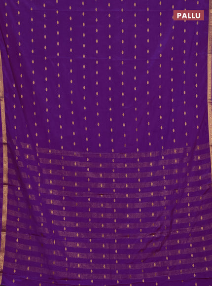 Semi mysore silk saree purple with allover zari woven buttas and small zari woven border