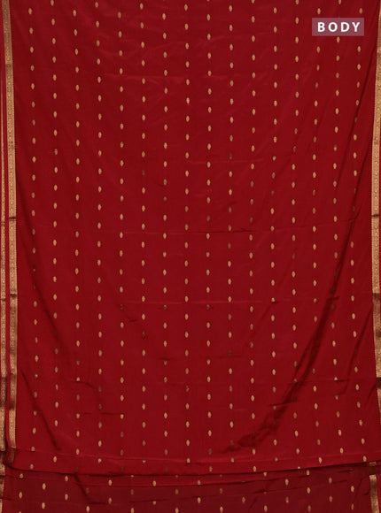 Semi mysore silk saree red with allover zari woven buttas and small zari woven border