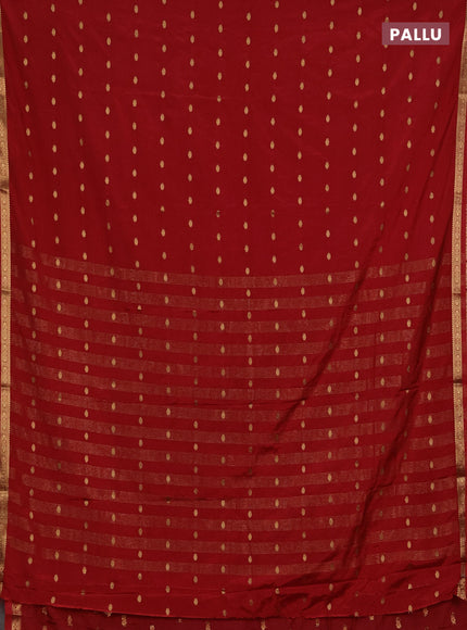 Semi mysore silk saree red with allover zari woven buttas and small zari woven border
