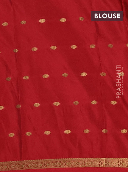 Semi mysore silk saree red with allover zari woven buttas and small zari woven border