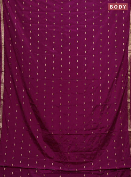 Semi mysore silk saree wine shade with allover zari woven buttas and small zari woven border