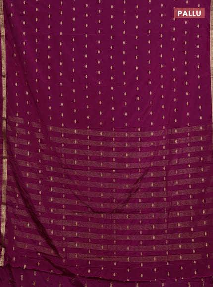 Semi mysore silk saree wine shade with allover zari woven buttas and small zari woven border
