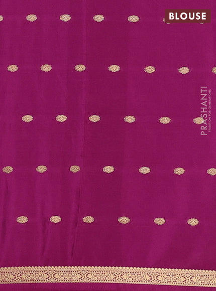 Semi mysore silk saree wine shade with allover zari woven buttas and small zari woven border