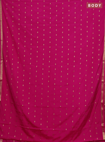 Semi mysore silk saree pink with allover zari woven buttas and small zari woven border