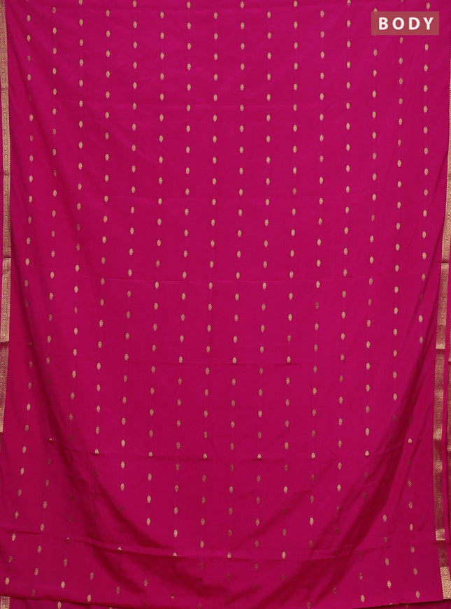 Semi mysore silk saree pink with allover zari woven buttas and small zari woven border