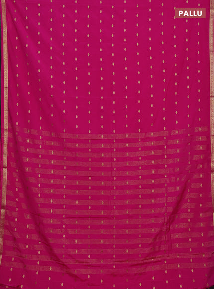 Semi mysore silk saree pink with allover zari woven buttas and small zari woven border