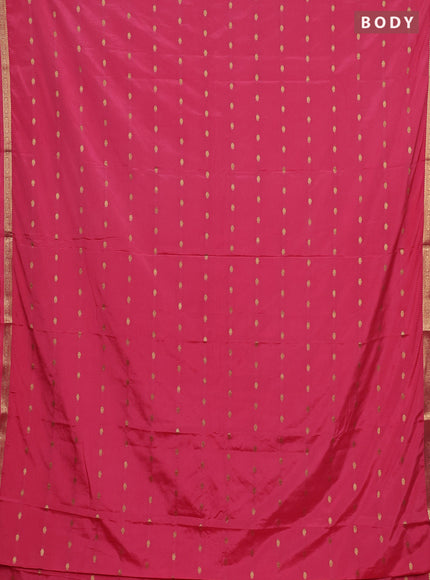 Semi mysore silk saree peach pink with allover zari woven buttas and small zari woven border