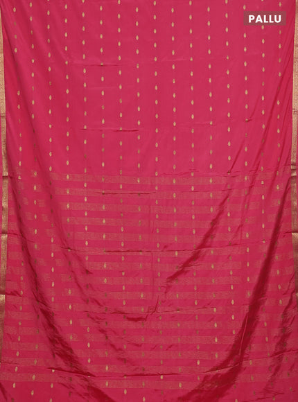 Semi mysore silk saree peach pink with allover zari woven buttas and small zari woven border