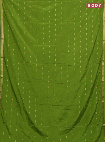 Semi mysore silk saree light green with allover zari woven buttas and small zari woven border
