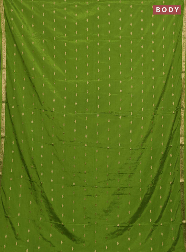 Semi mysore silk saree light green with allover zari woven buttas and small zari woven border
