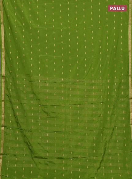 Semi mysore silk saree light green with allover zari woven buttas and small zari woven border
