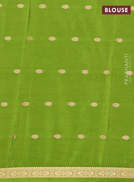 Semi mysore silk saree light green with allover zari woven buttas and small zari woven border