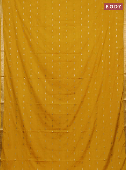 Semi mysore silk saree yellow with allover zari woven buttas and small zari woven border