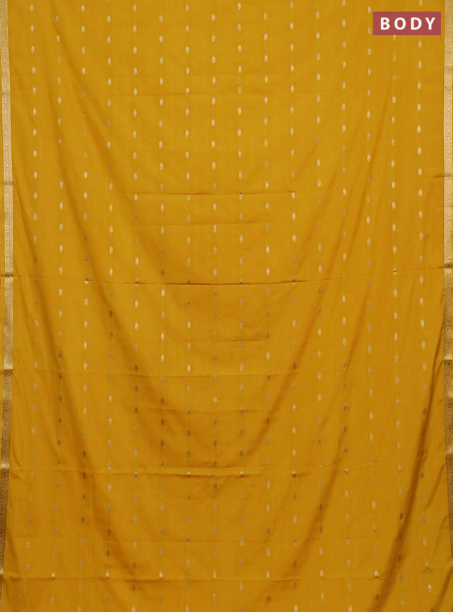 Semi mysore silk saree yellow with allover zari woven buttas and small zari woven border