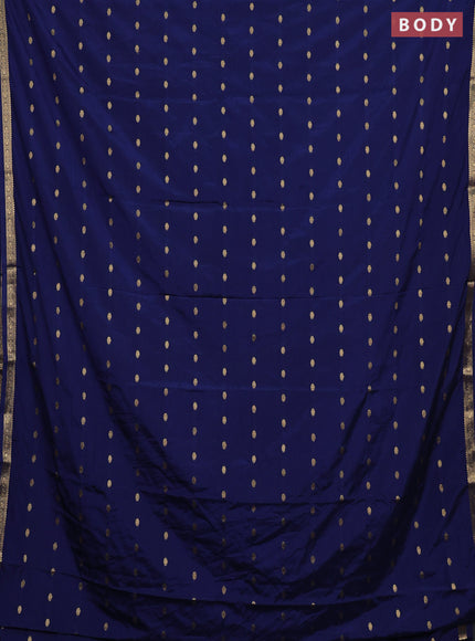 Semi mysore silk saree navy blue with allover zari woven buttas and small zari woven border