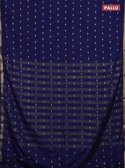Semi mysore silk saree navy blue with allover zari woven buttas and small zari woven border