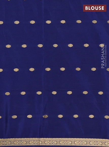 Semi mysore silk saree navy blue with allover zari woven buttas and small zari woven border