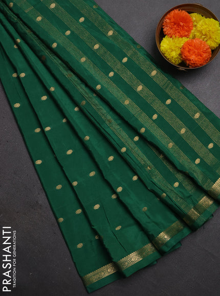 Semi mysore silk saree green with allover zari woven buttas and small zari woven border