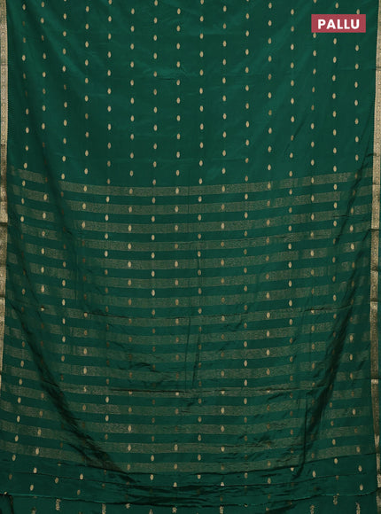 Semi mysore silk saree green with allover zari woven buttas and small zari woven border
