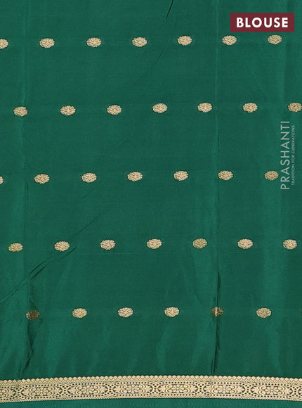 Semi mysore silk saree green with allover zari woven buttas and small zari woven border