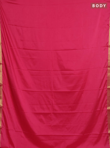 Semi mysore silk saree candy pink with plain body and small zari woven border