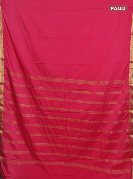 Semi mysore silk saree candy pink with plain body and small zari woven border