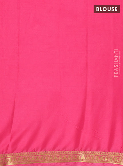 Semi mysore silk saree candy pink with plain body and small zari woven border
