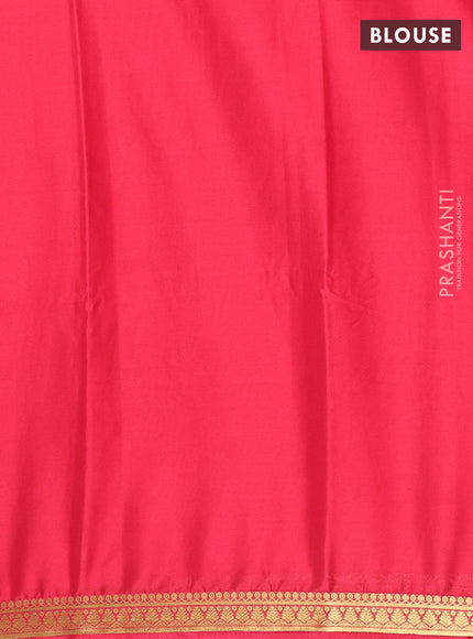 Semi mysore silk saree cherry red with plain body and small zari woven border